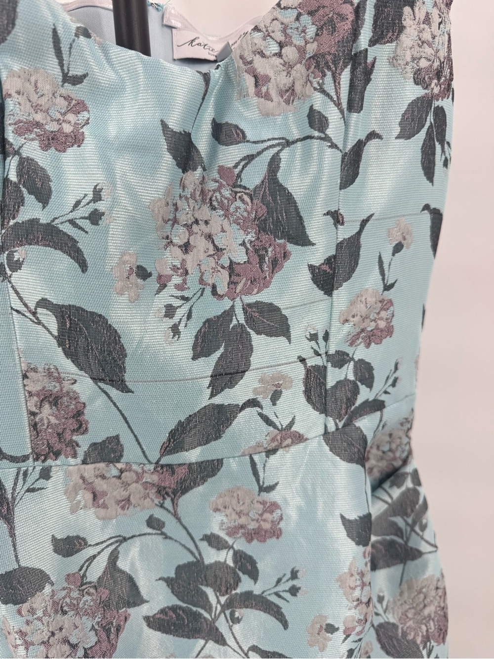Katie May One-Shoulder Light Blue Floral Jacquard Gown - Picture 8 of 15